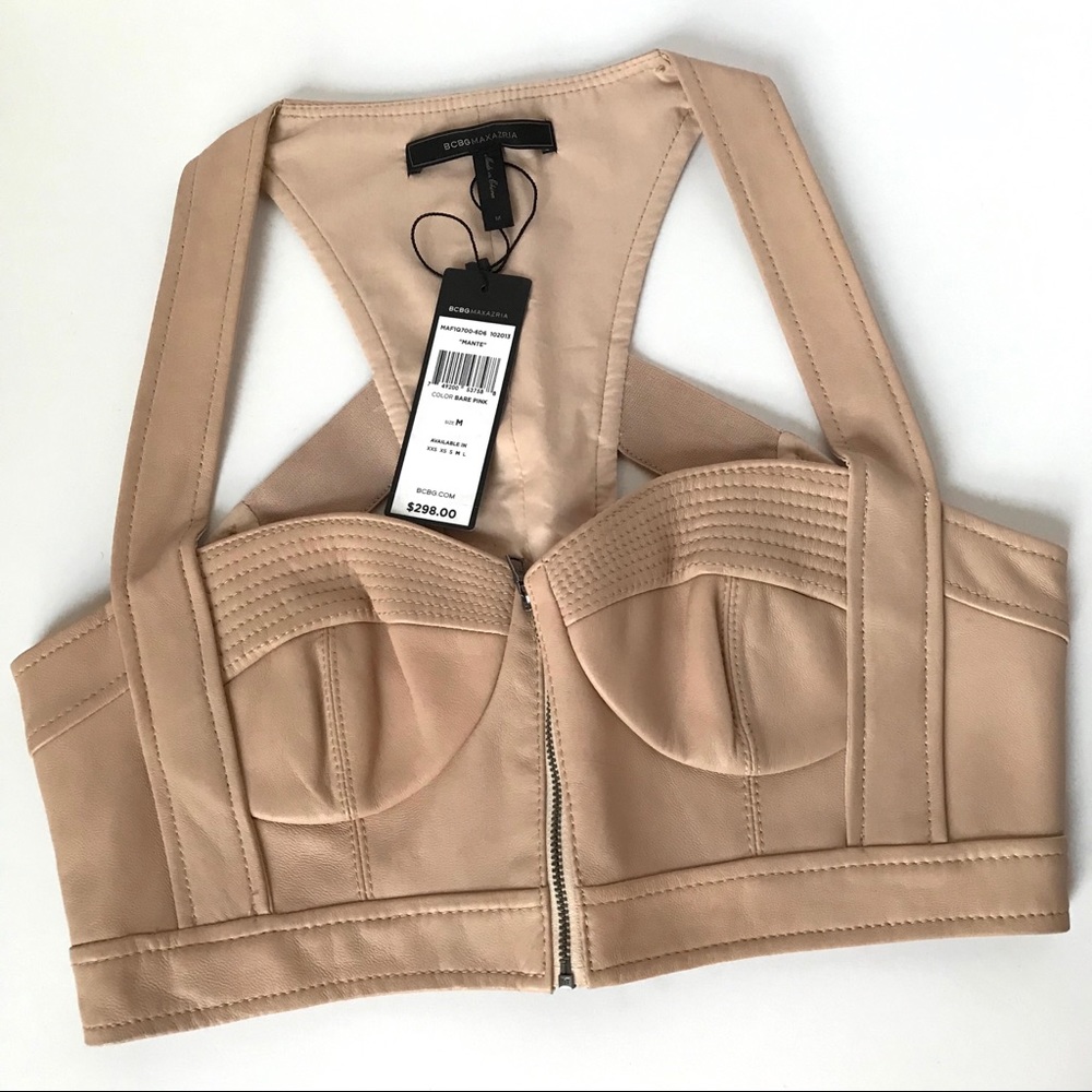Women’s BCBG leather bralette vest